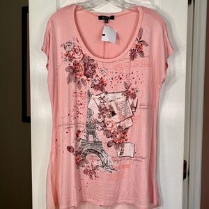 PINK STRETCH SHORT SLEEVE SHIRT BY BLEU SIZE L NWT